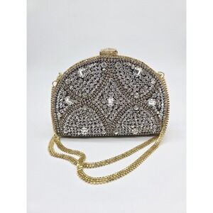 VNTG Carroll Dorsey Walker Hand Crafted BeJeweled Beaded Bag Satchel Clutch Gold